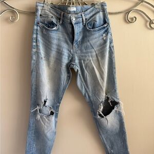 Zara Women's Distressed Light Blue Skinny Jeans